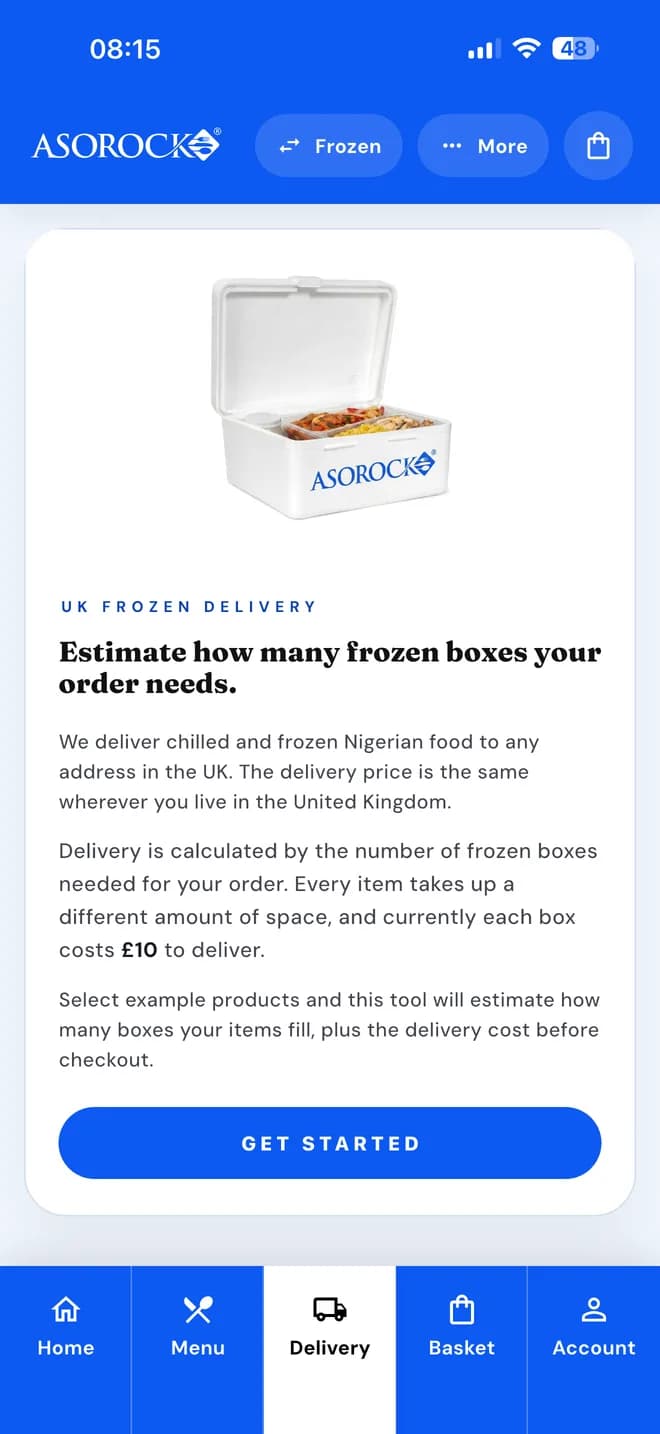 UK-wide frozen delivery